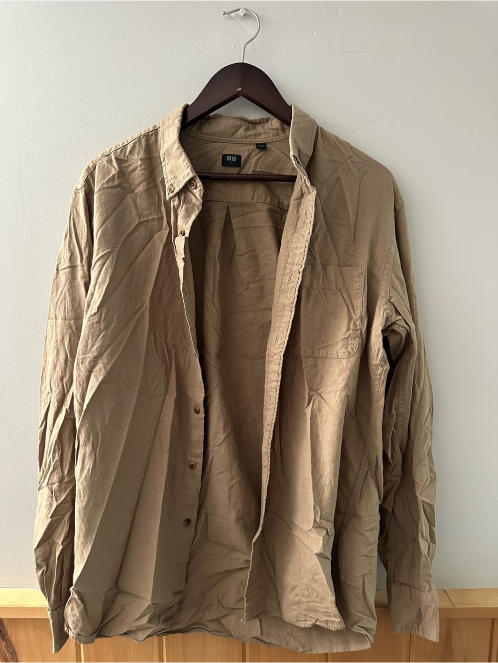 Uniqlo Men's Light Brown Button-Up Shirt Jacket